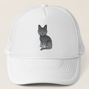 Söt rysk blå katt illustration i tecknad stil keps