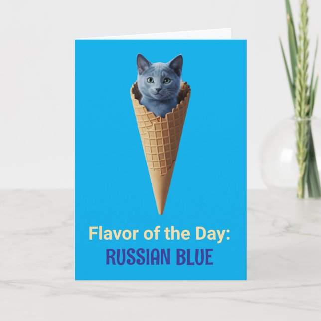 Söt ryskt blå kattkon Greeting Card Kort (Framsida)