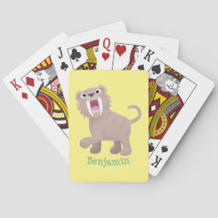 Söt sabeltandad tiger Smilodon tecknad film Casinokort