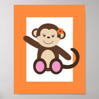 Söt Safari Apa Nursery Vägkonsttryck Poster