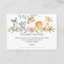 Söt Safari Baby Shower Blöja Raffle Biljett