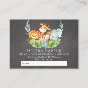 Söt Safari Baby Shower Diaper Raffle Biljett Tilläggskort