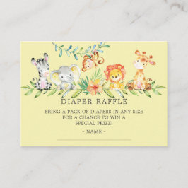 Söt Safari Baby Shower Diaper Raffle Biljett Tilläggskort