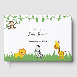 Söt Safari Djungeldjur Baby Shower Neutral Gästböcker