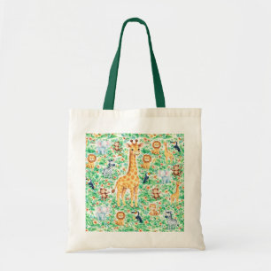 Söt Safari Djur Barns Totebag   Djungeldjur Tygkasse