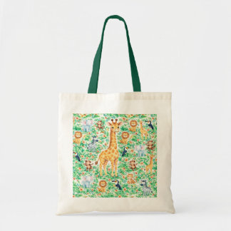 Söt Safari Djur Barns Totebag | Djungeldjur Tygkasse