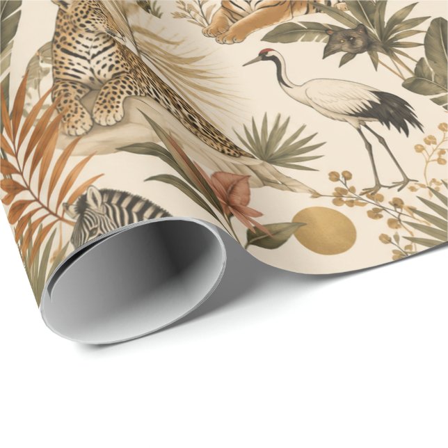 Söt safari-djur presentpapper (Rullad Hörn)