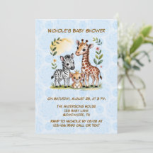 Söt Safari Djur Trio Pojke Baby Shower