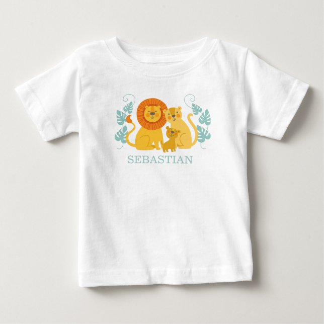 Söt Safari Dschungel Lejon Pojke T Shirt (Framsida)