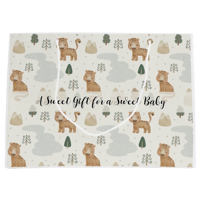 Söt Safari Leopard Mönster Baby Shower Presentpåse (Framsidan)