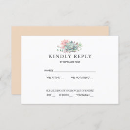 Söt Saftig Rosa Grön Bröllops RSVP Inbjudan