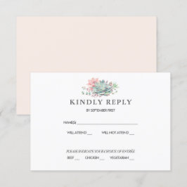 Söt saftig rosa grön bröllops-RSVP-inbjudan Inbjudningar