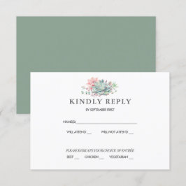 Söt Saftig Rosa Grön Bröllops-RSVP Inbjudningar