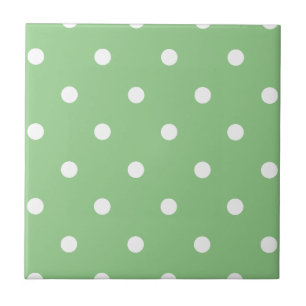 Söt Sage grönt dekorative polka dots White Kakelplatta