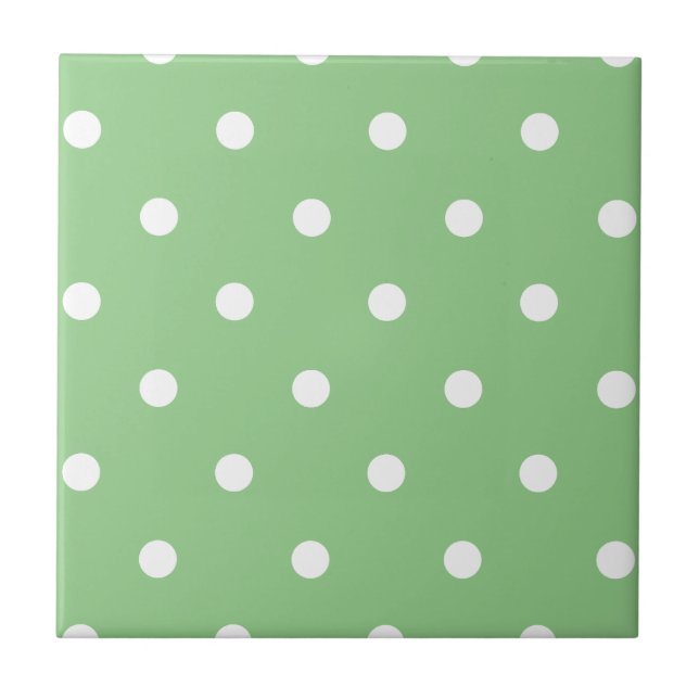 Söt Sage grönt dekorative polka dots White Kakelplatta (Framsidan)