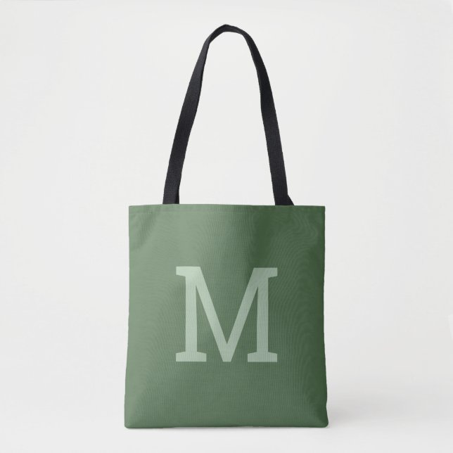 Söt Sage Grönt Monogram första Tote Bag Tygkasse (Framsida)