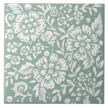 Söt Sage Grönt Vit Blommigt Blomsterdesign