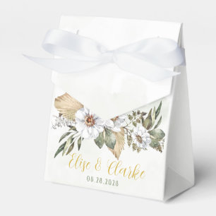 Söt Sage White Peony Wedor Favor Box Presentaskar