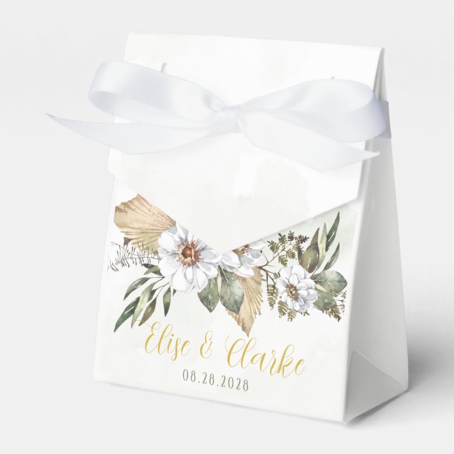 Söt Sage White Peony Wedor Favor Box Presentaskar (Framsidan Sidan)