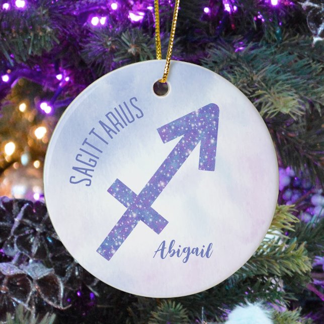 Söt Sagittarius Underteckna Anpassningsbar Lila ju Julgransprydnad Keramik (Skapare uppladdad)