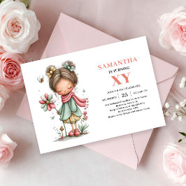 Söt Sagoflicka 5-års Födelsedag Magisk Rosa inbjud Inbjudningar