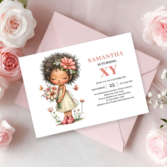 Söt Sagoflicka 6-års Födelsedags Magiska Pastell i Inbjudningar (Cute Fairy Girl 6th Birthday Magical Pastel invitation)