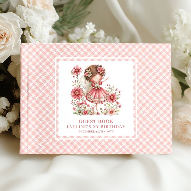 Söt Sagoflicka Födelsedags Rosenskär Gästbok (Sweet Fairy Girl Birthday Blush Pink Guestbook)