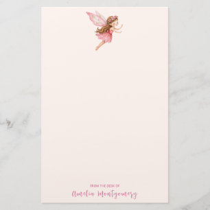 Söt sagoflicka i rosa klänning fantasifull brevpapper