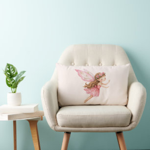 Söt sagoflicka i rosa klänning fantasifull lumbarkudde