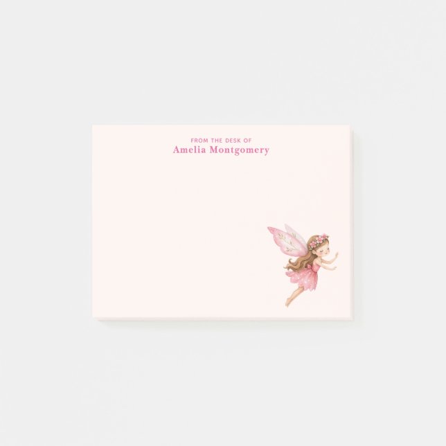 Söt sagoflicka i rosa klänning Whimsical Post-it Block (Framsida)
