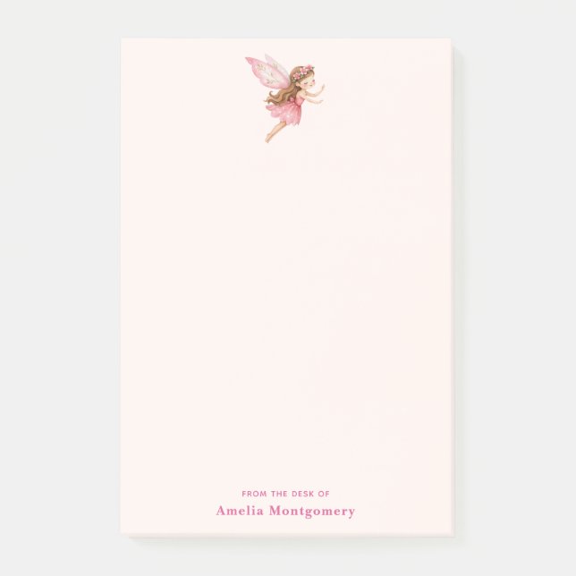 Söt sagoflicka i rosa klänning Whimsical Post-it Block (Framsida)