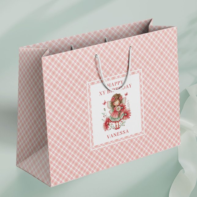 Söt Sagoflicka Röda Blommiga Födelsedagspresentpås (Lovely Fairy Girl Blush Floral Birthday Gift Bags

)