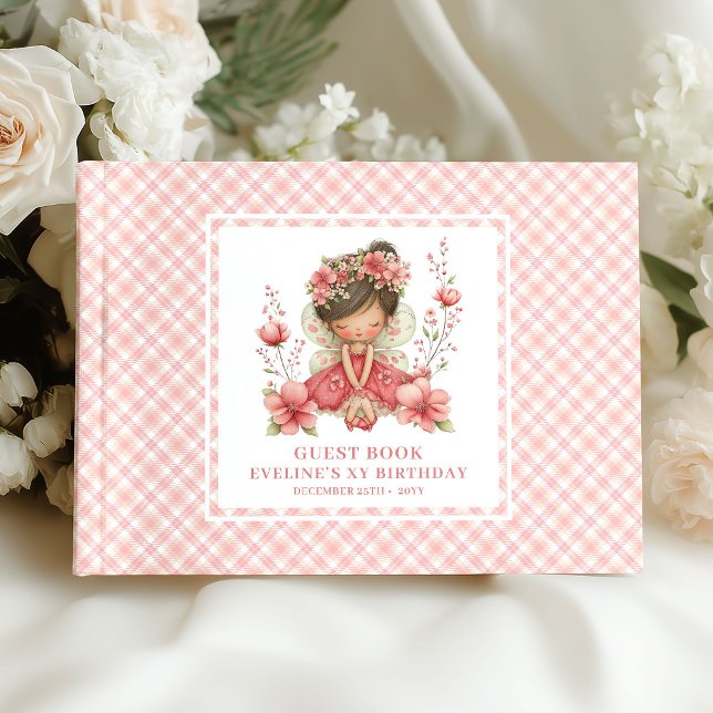 Söt Sagoprinsessa Födelsedag Pastell Rosa Gästbok (Lovely Fairy Girl Birthday Pastel Pink Guestbook)