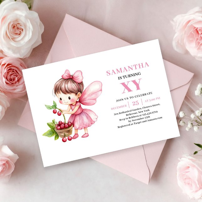 Söt sagoprinsessa födelsedags rosenskär blomsterli inbjudningar (Cute Fairy Girl Birthday Blush Floral invitation)