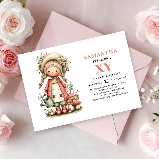 Söt sagoprinsessa födelsedagsblush magisk inbjudan (Cute Fairy Girl Birthday Blush Magic invitation)