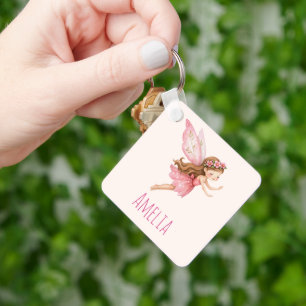 Söt sagoprinsessa i rosa klänning, fantasifull och nyckelring
