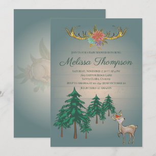 Söt Sagoskog Hjortdjur Baby Shower Inbjudningar