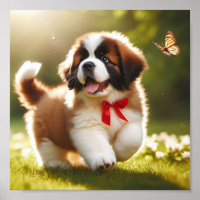 Söt Saint Bernard puppy Poster (Framsidan)