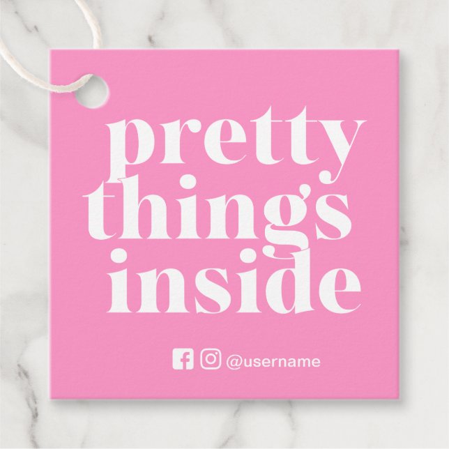 Söt Sak Inside, Small Business Märkre Rosa Gåvor Etiketter (Framsida)