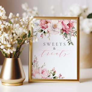 Söt Saker Elegant Rosa Blommig Bebis Badsign Fototryck