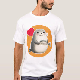 Söt säl med fisk t shirt