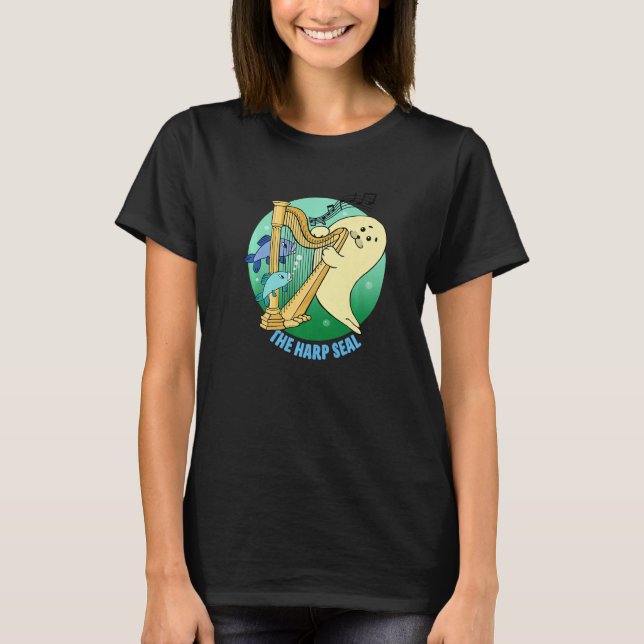 Söt säl spelar harpa   t shirt (Framsida)
