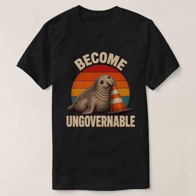 Söt säl trafikkott solnedgång blir ohanterlig t shirt (Design framsida)