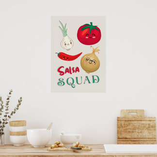 Söt Salsa-trupp Grönsak Illustration Poster