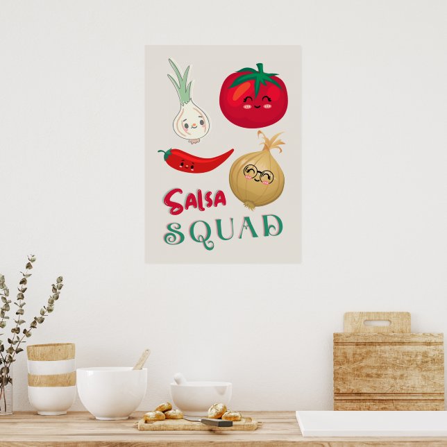 Söt Salsa-trupp Grönsak Illustration Poster (Kök)