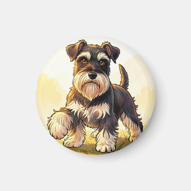 Söt salt och peppar Schnauzer-valp  Magnet (Framsidan)
