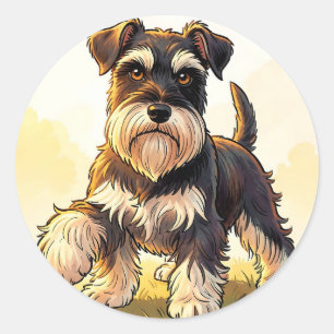 Söt salt och peppar Schnauzer-valp  Runt Klistermärke