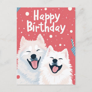Söt Samojed Glad födelsedag Vykort