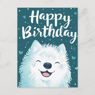 Söt Samojed Glad födelsedag Vykort