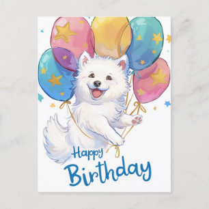 Söt Samoyed Glad födelsedag Vykort